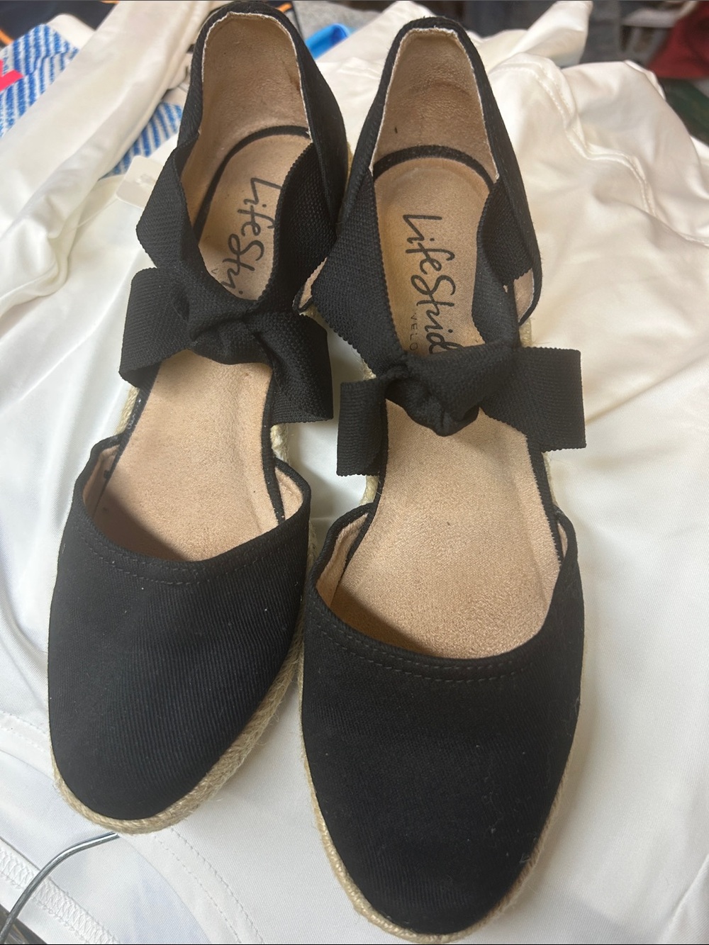 Life Stride Black Canvas Bow Espadrilles (SBED)